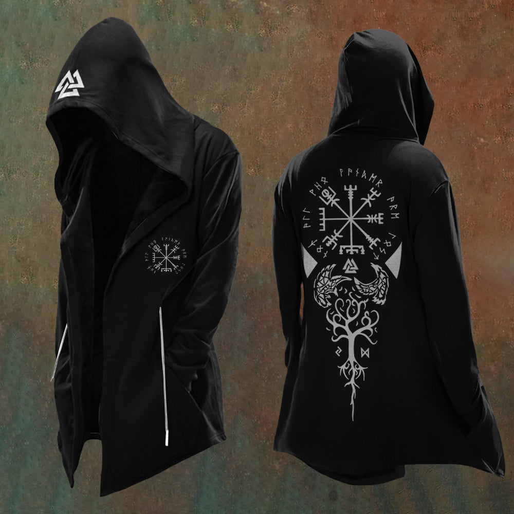 Men'S Vintage Viking Totem Art Hooded Jacket