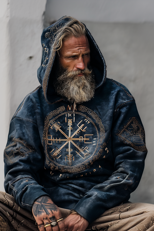 Viking Style Inspired Rune Digital 3D Printed Unisex Casual Hoodie