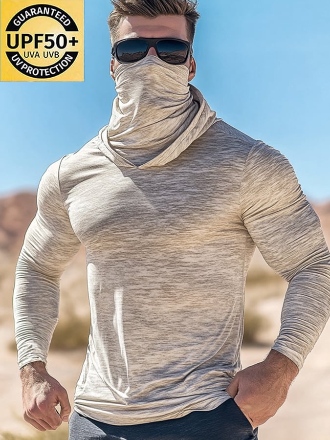 Men's Outdoor Sun Protection Breathable Cool Hooded Sun Protection Long Sleeve Top