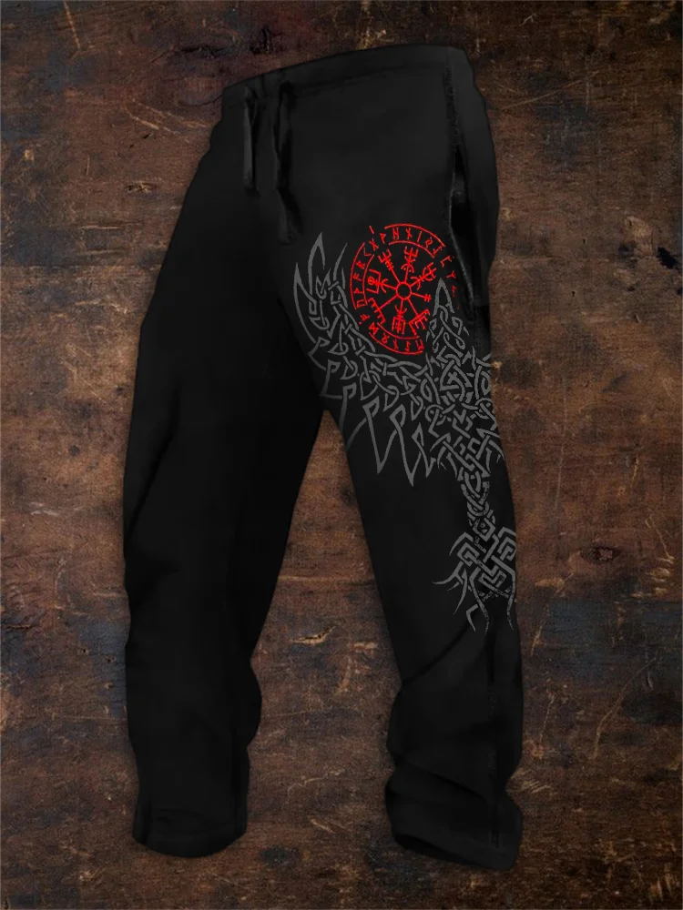 Unisex Vintage Viking Print Casual Sweatpants