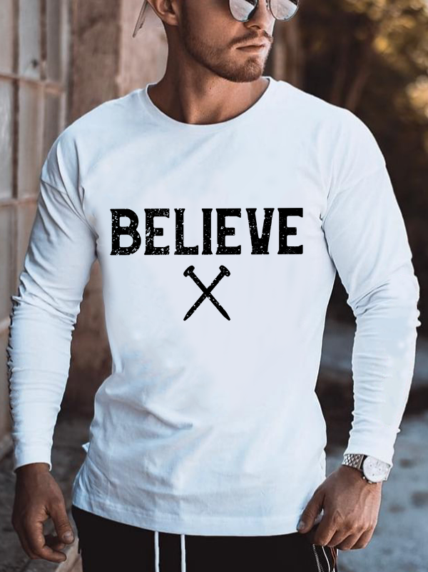 Believe, Men's Long Sleeve T-Shirt