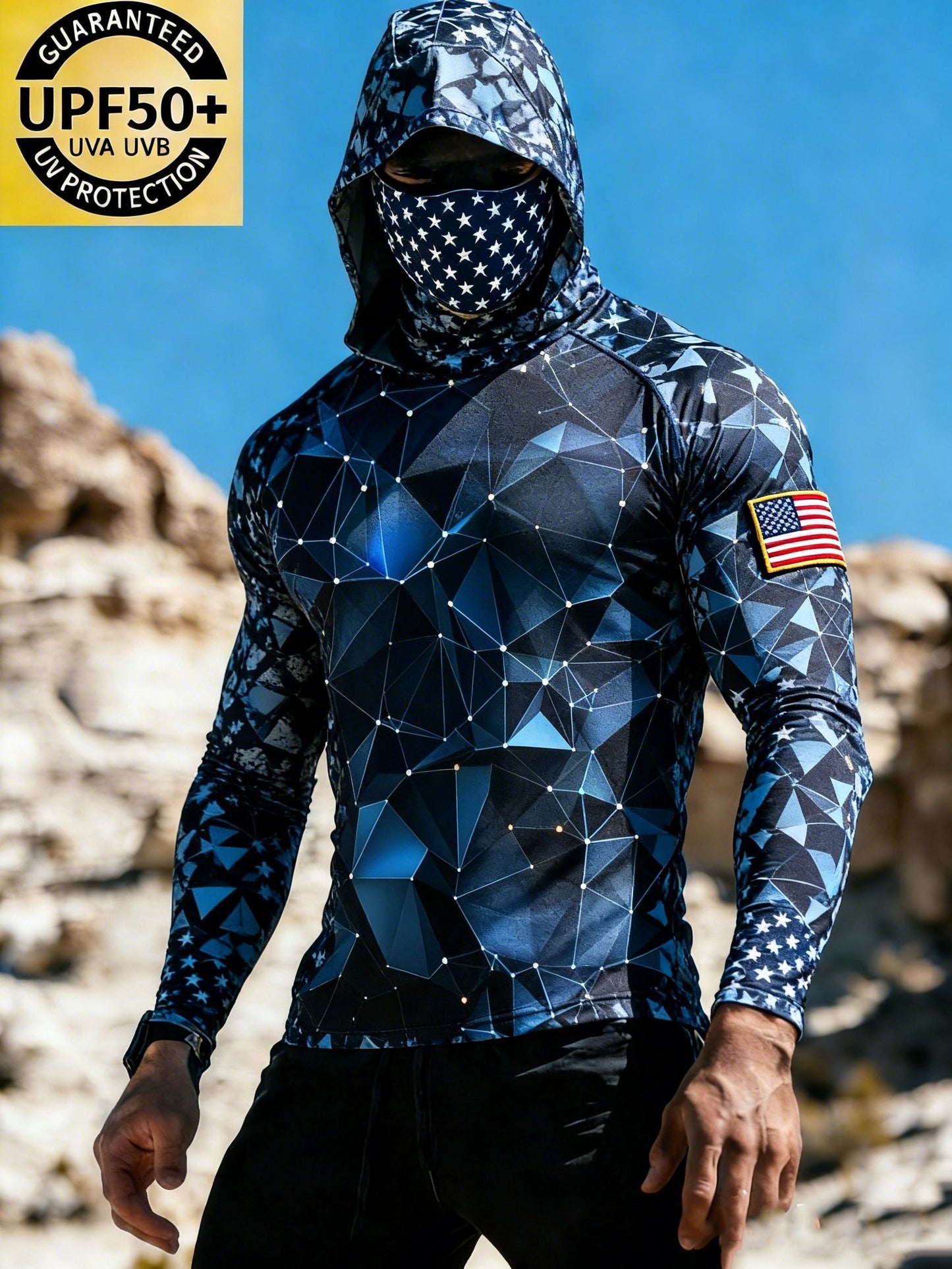 Geometric Star Network Print Sun Protection Print Top