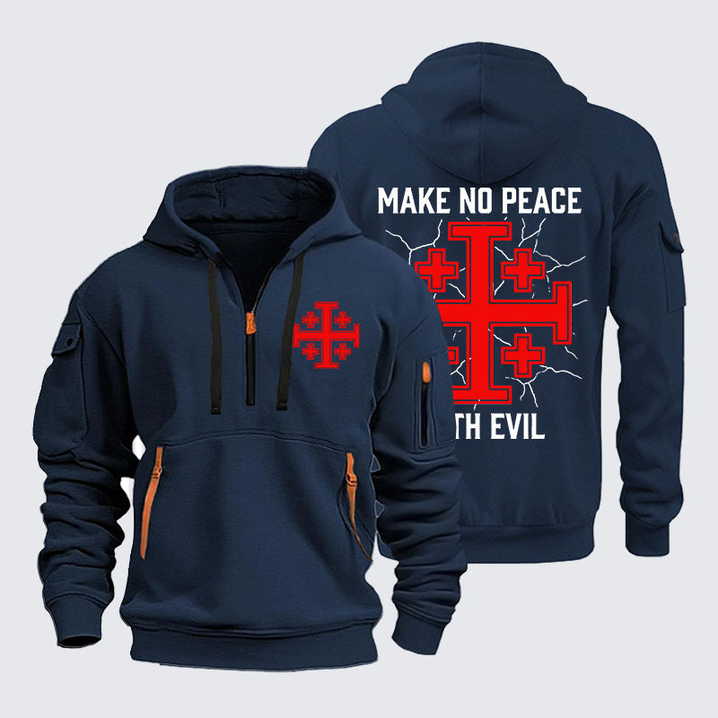 Zipper Hoodies - Make No Peace with Evil Knight Templar Jerusalem Cross