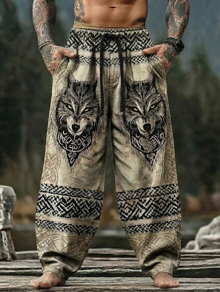 Men's Viking Fenrir Wolf Celtic Totem Nordic Retro Pants