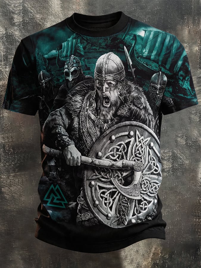 Men's Vintage Viking-Print T-Shirt