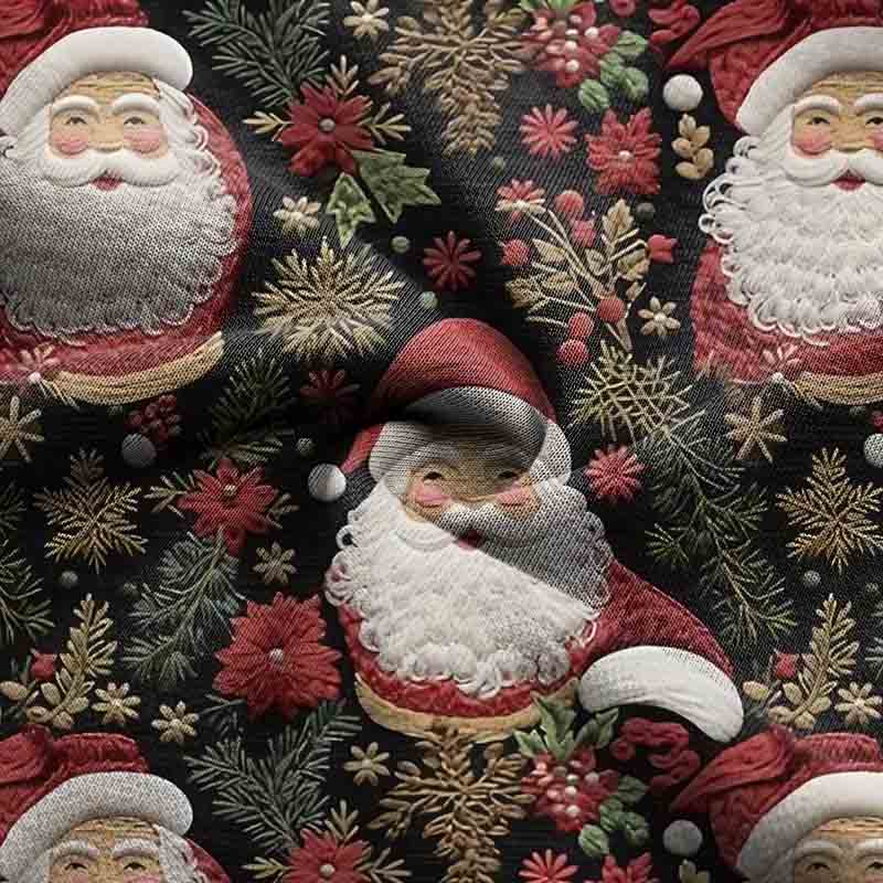 Men's Vintage Santa Claus 3D Print Fleece Stand Collar Ugly Christmas Sweatshirt