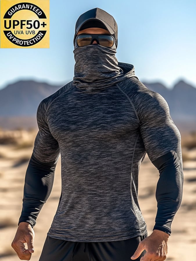Men's Outdoor Sun Protection Breathable Cool Hooded Sun Protection Long Sleeve Top
