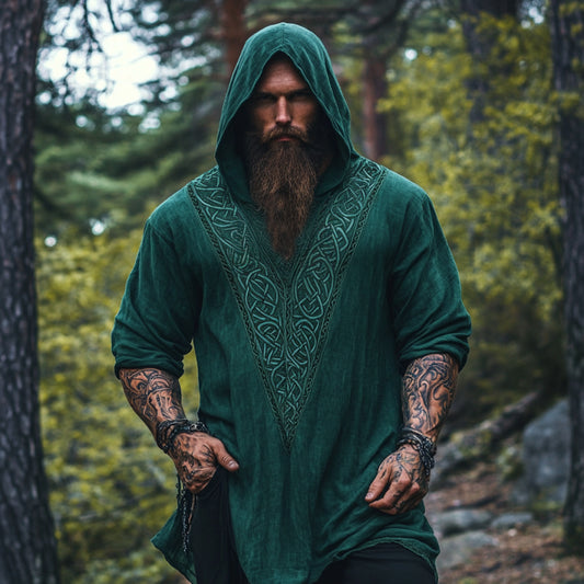 Men's Print Celtic Rune Inspired Art Pattern Hoodie