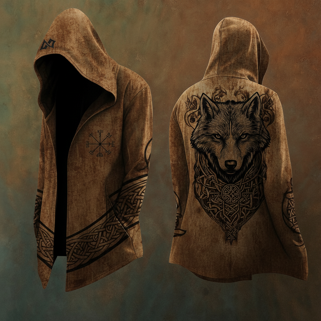 Viking Fenrir Wolf Digital 3D Printed Unisex Casual Hooded Jacket