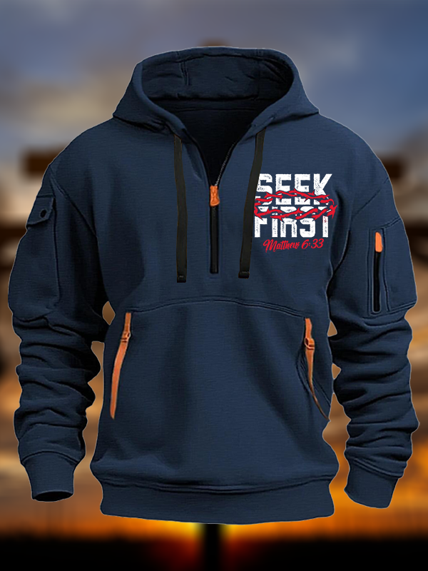 Seek First Jesus God Christian Zipper Hoodies