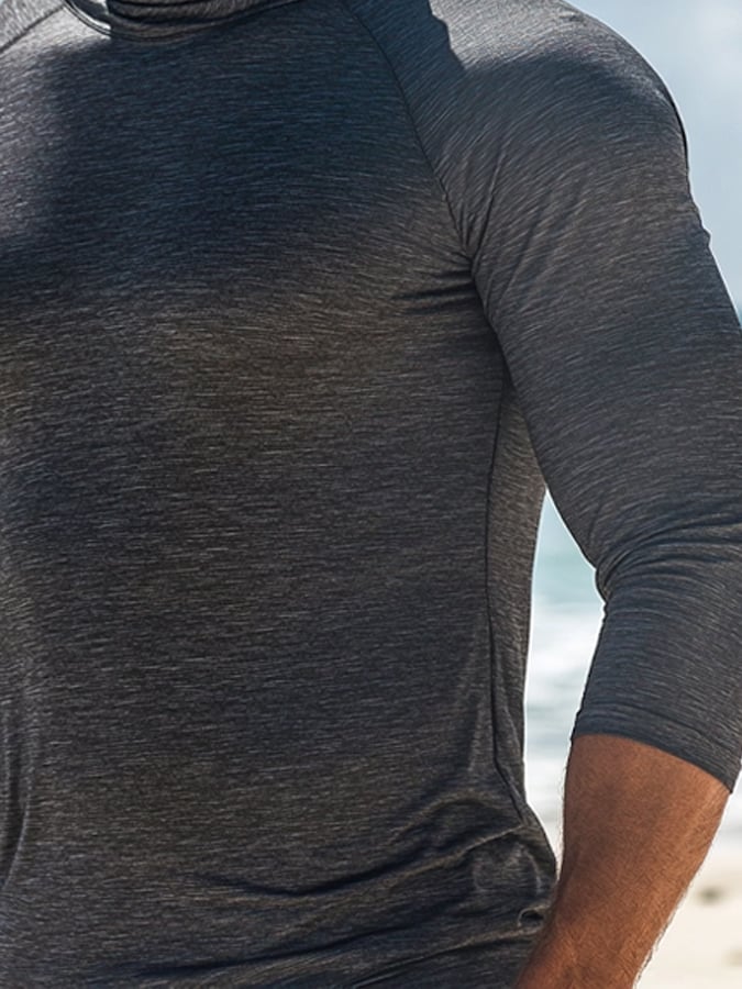 Men's Outdoor Sun Protection Breathable Cool Hooded Sun Protection Long-Sleeved Top