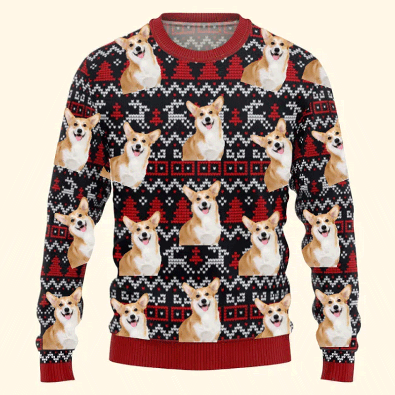 Pet Funny Faces Christmas Gift For Pet Lovers Ugly Red Navy Blue Sweater