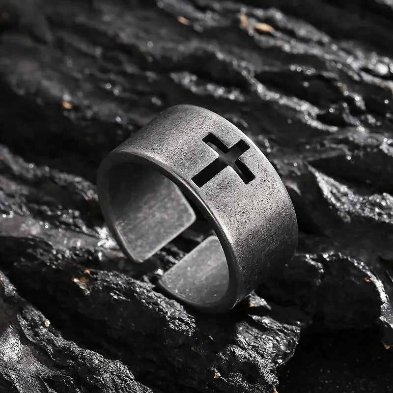 Hollow Cross Open Ring