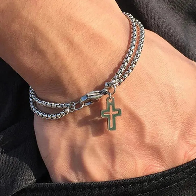 Openwork Cross Double Bracelet