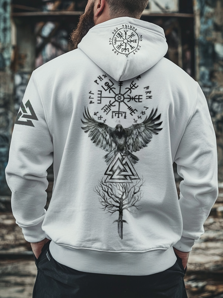 Vikings Printed Totem Vintage Unisex Casual Sports Hoodie