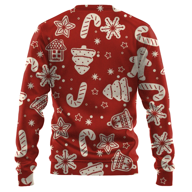 Print Christmas Patterned Red Sweatshirt