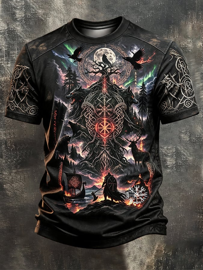 Men's Vintage Viking-Print T-Shirt