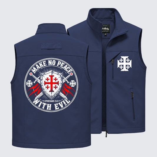 Make No Peace with Evil Knight Templar Jerusalem Cross Outdoor Quick-dry Vest