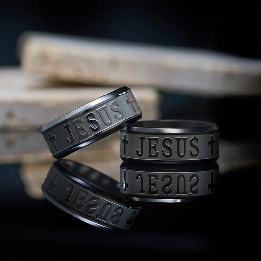 Titanium Steel Ring with Laser engraving JESUS
