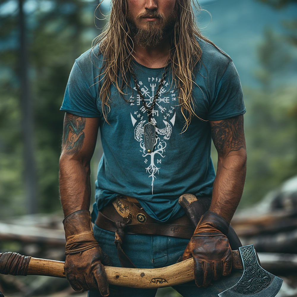 Men's Viking Printed Casual Short Sleeve T-Shirt