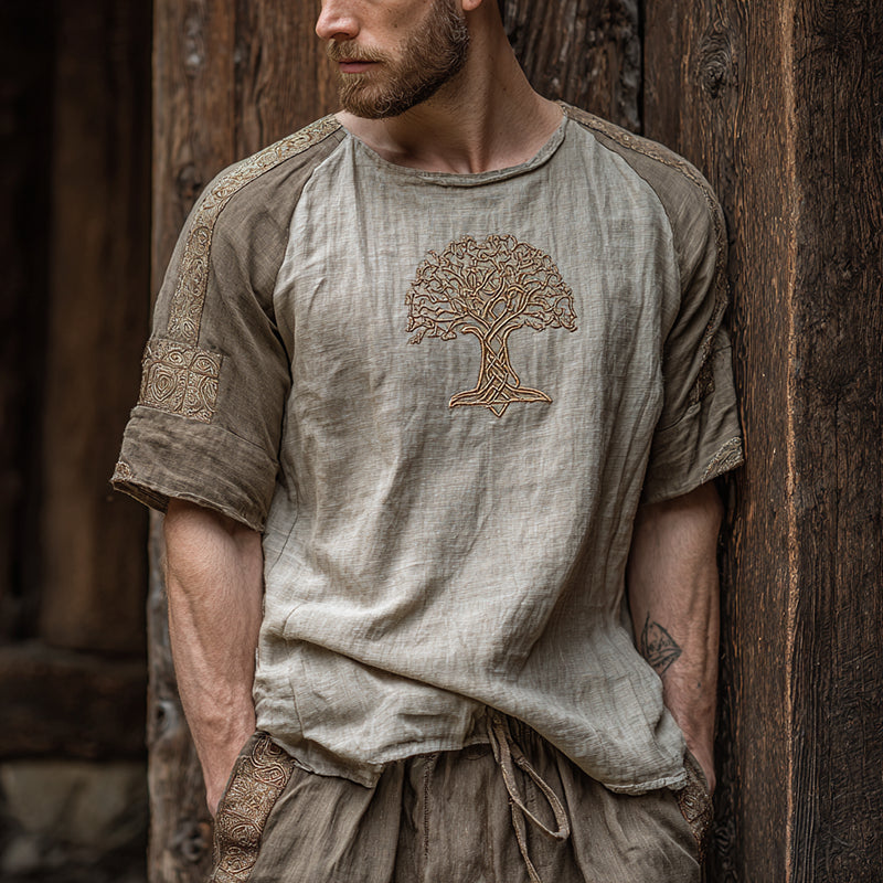 Men's Viking Tree Of Life Inspired Celtic Knot Retro T-Shirt