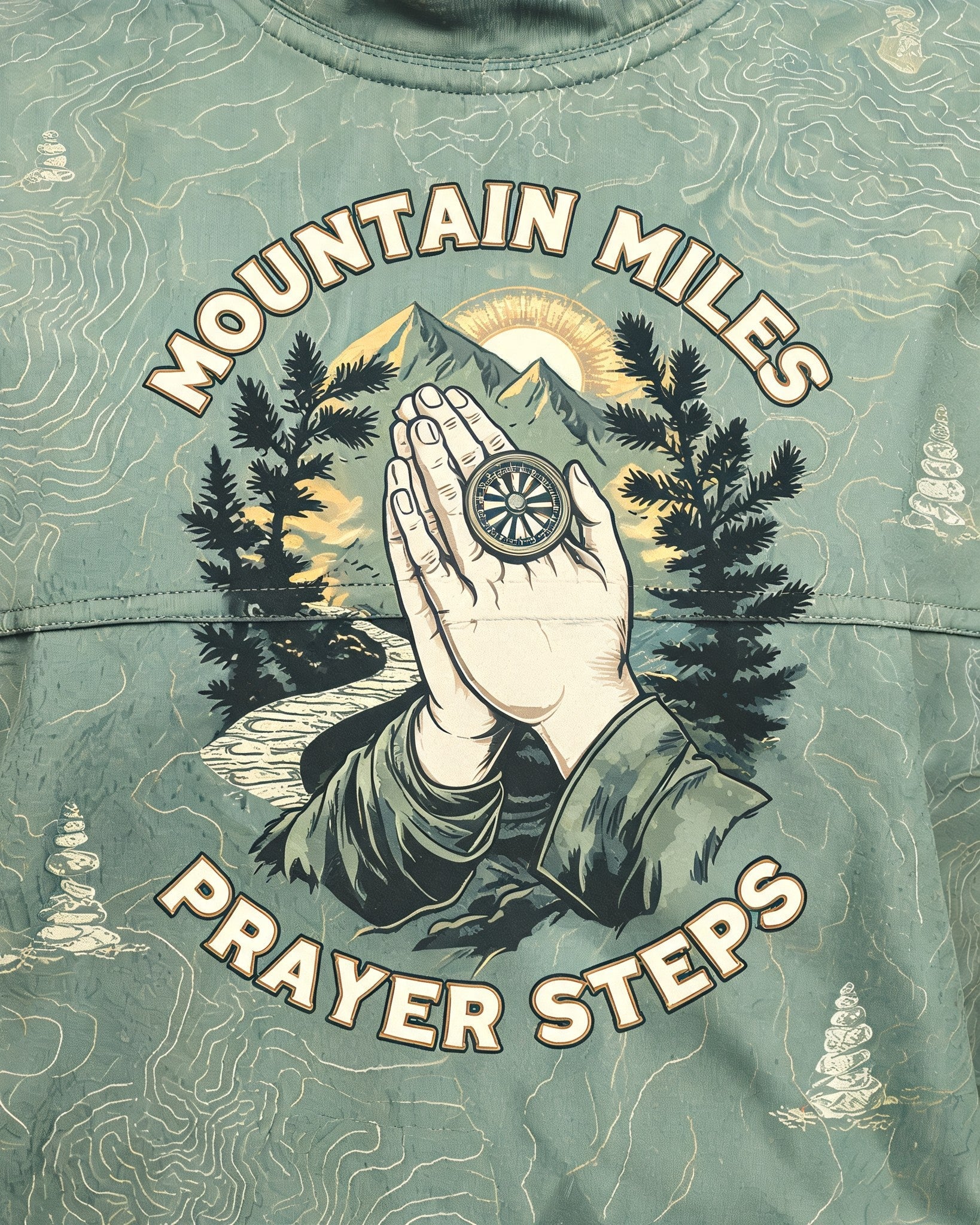 Christian Shirt Green Mountain Prayer Hiking AOP Tee
