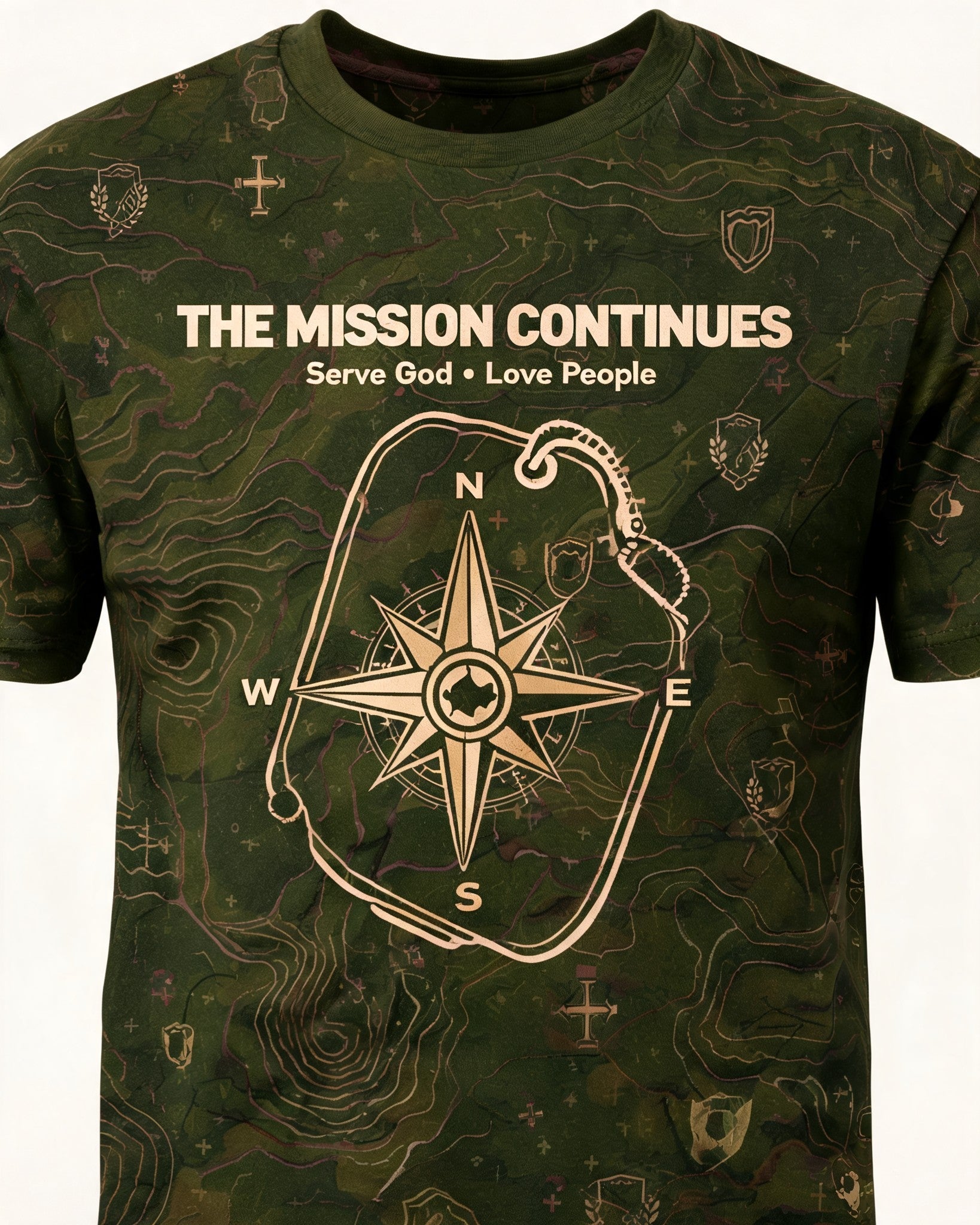 Christian Shirt Camo - The Mission Continues Short Sleeve AOP Tee