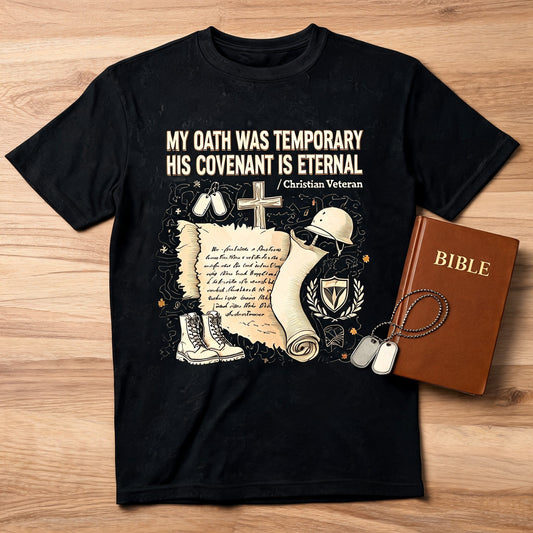 Christian Shirt Brown - My Oath Was Temporary His Covenant Is Eternal Short Sleeve AOP Tee