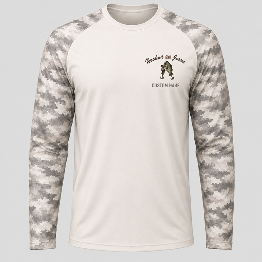 Hooked on Jesus Fishing Long Sleeve Shirt