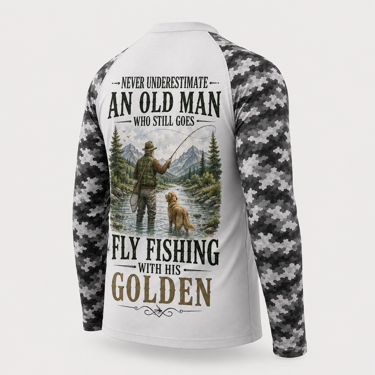 Golden Retriever Fly Fishing Shirt – Old Man Long Sleeve Sun Shirt