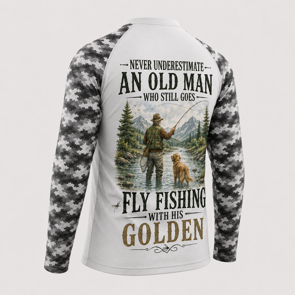 Golden Retriever Fly Fishing Shirt – Old Man Long Sleeve Sun Shirt