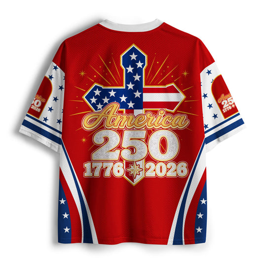 Faith Cross For America's 250th Anniversary Christian Mesh Jersey