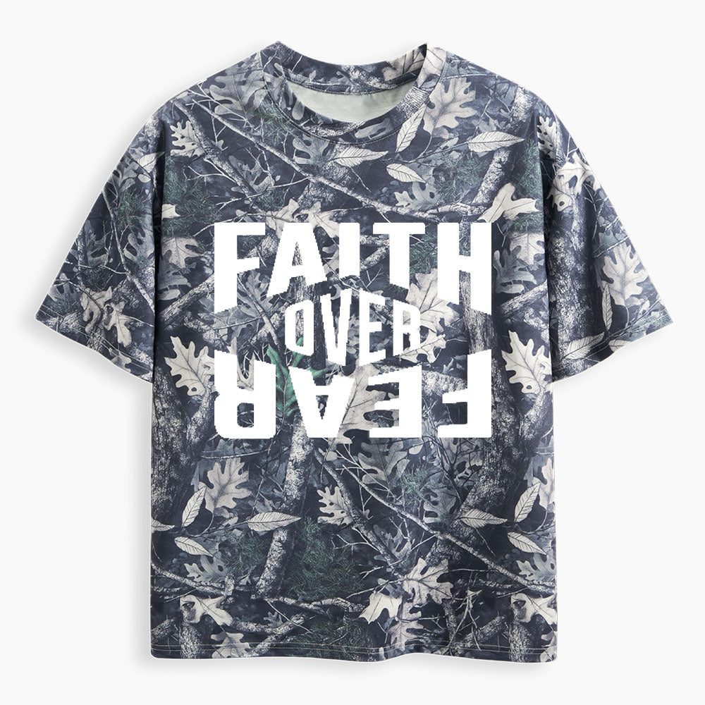 Faith Over Fear Christian Camo T-Shirt