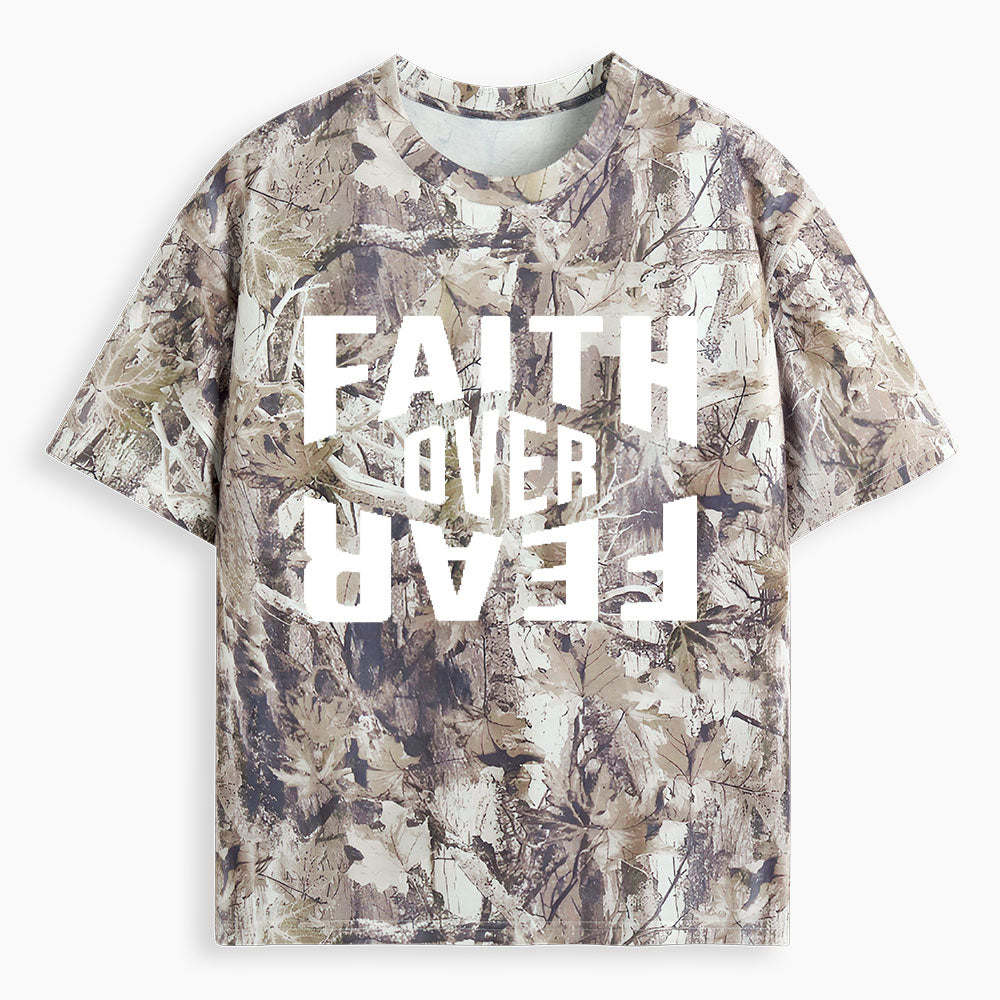 Faith Over Fear Christian Camo T-Shirt