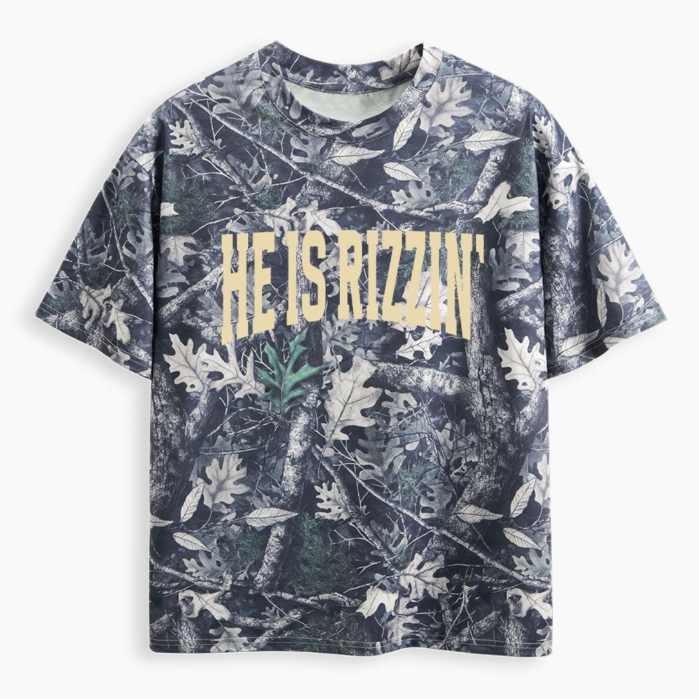He Is Rizzin' Christian Camo T-Shirt