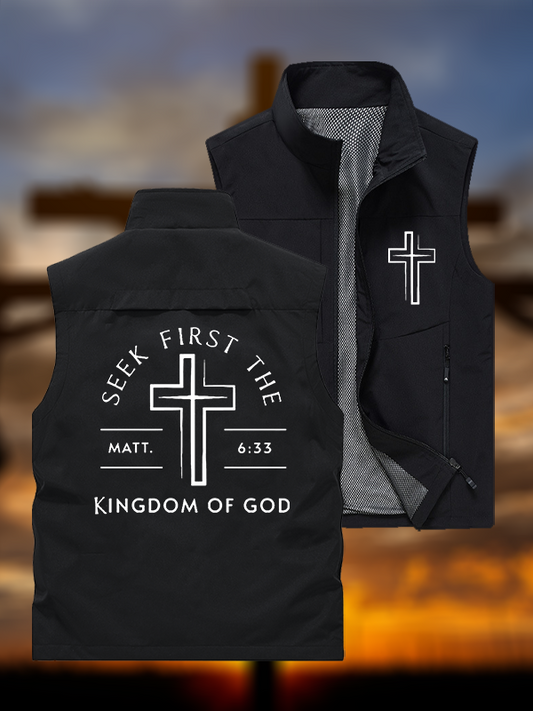 Seek First The Kingdom Of God Jesus God Christian Outdoor Quick-dry Vest