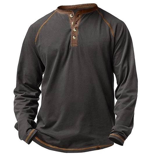 Men's Casual Long Sleeve聽Plain Henley Shirt