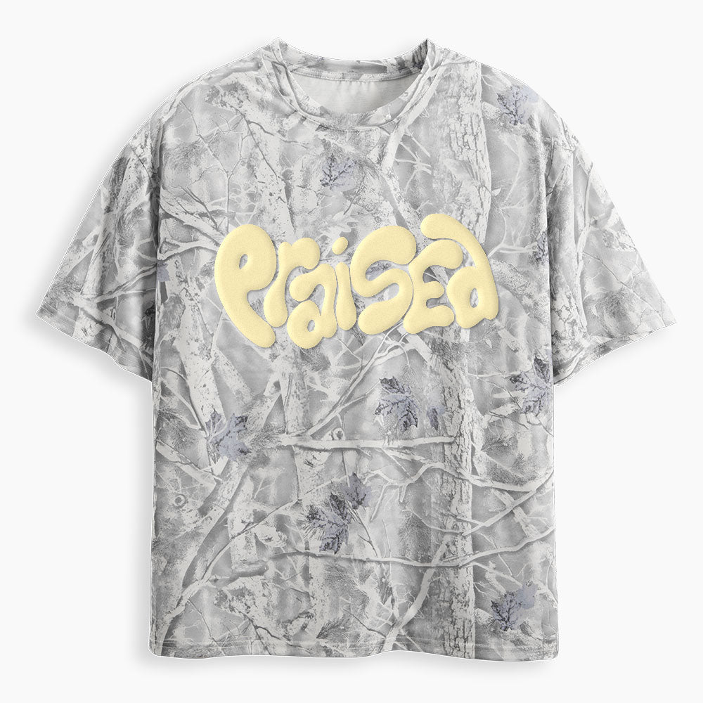 Praised Christian Puff Printed Camo T-Shirt