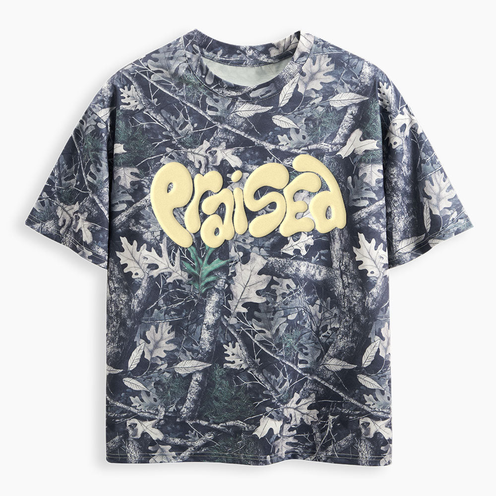 Praised Christian Puff Printed Camo T-Shirt