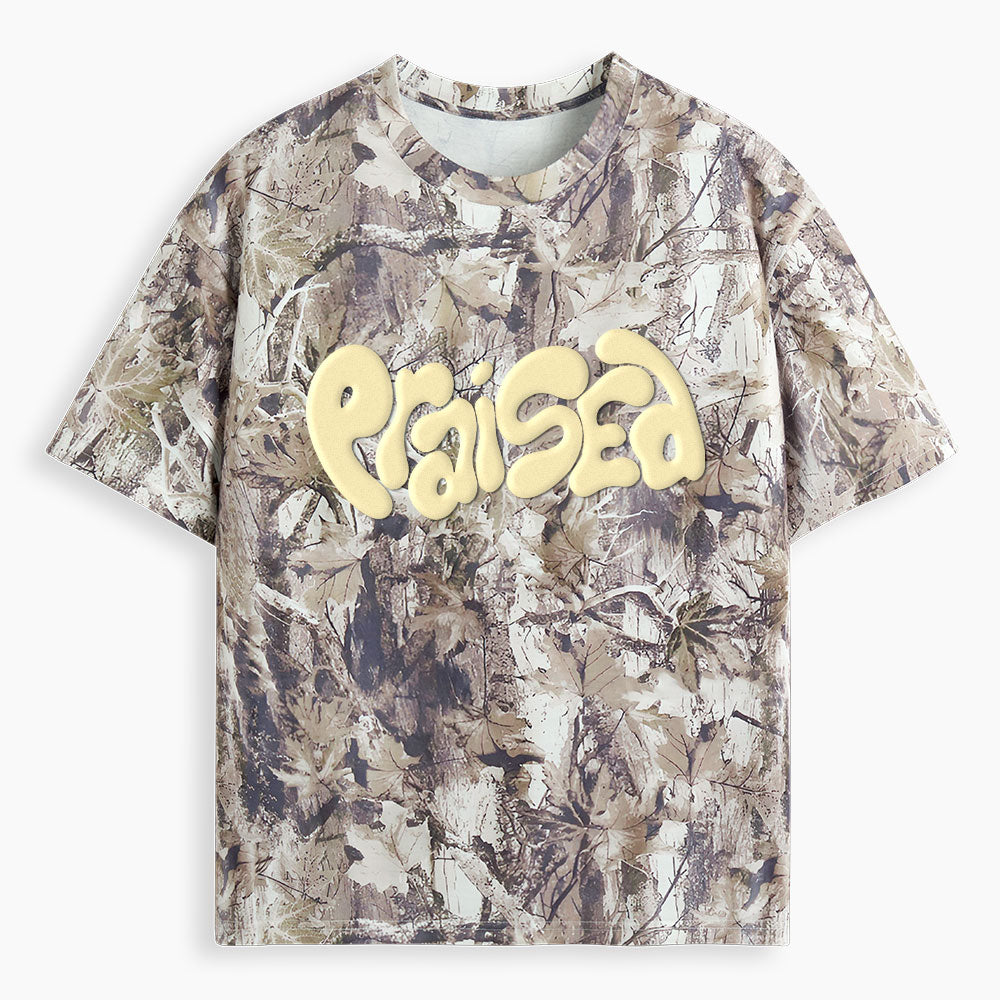 Praised Christian Puff Printed Camo T-Shirt