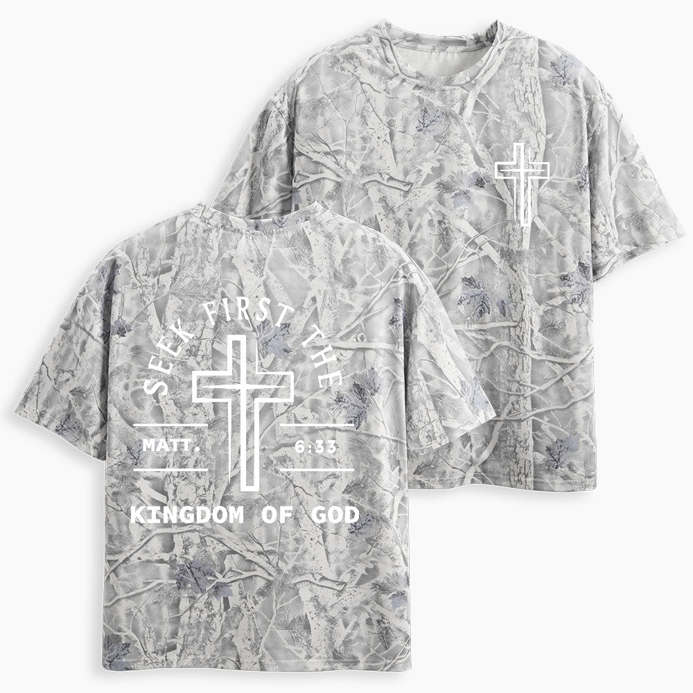 Seek First The Kingdom Of God Christian Camo T-Shirt