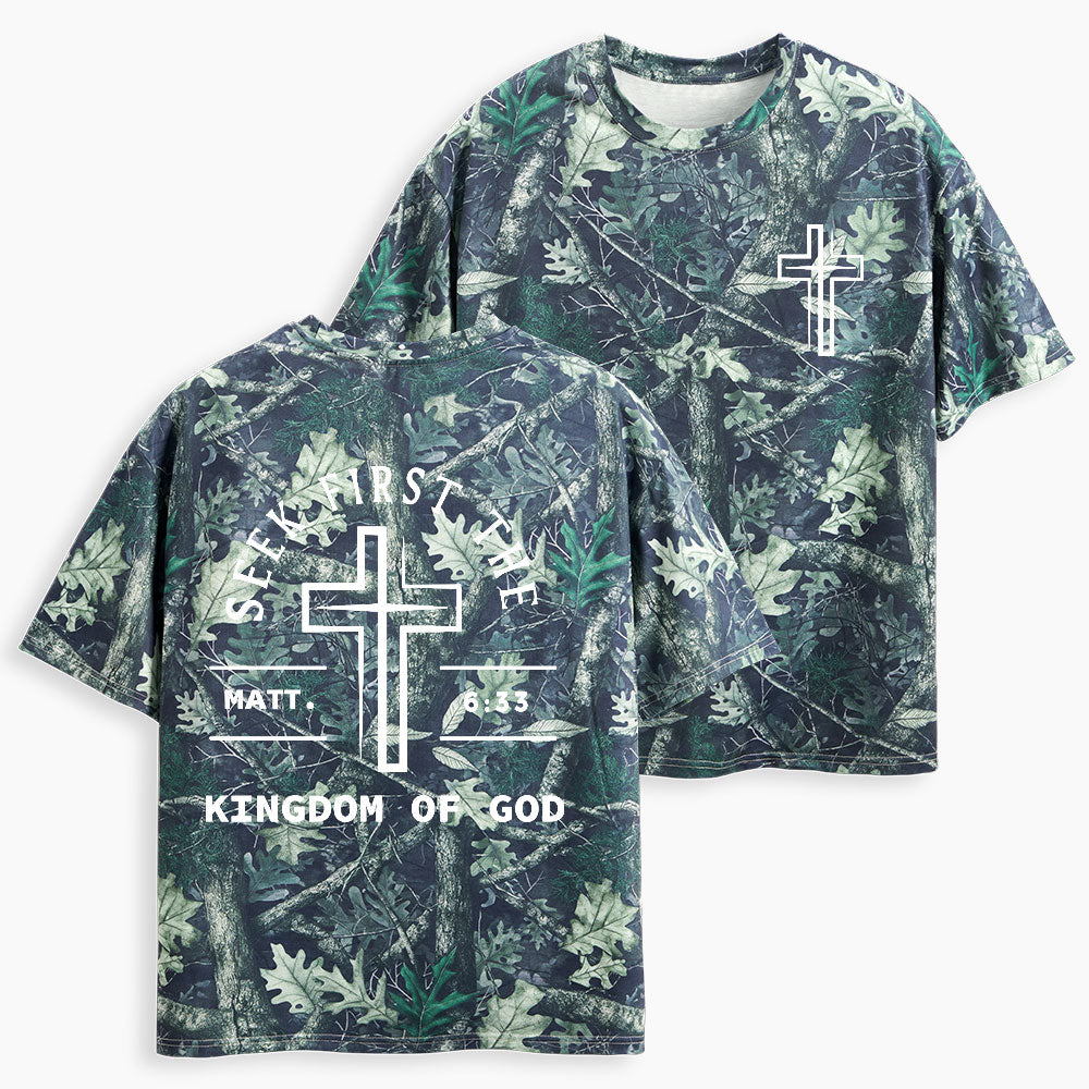 Seek First The Kingdom Of God Christian Camo T-Shirt