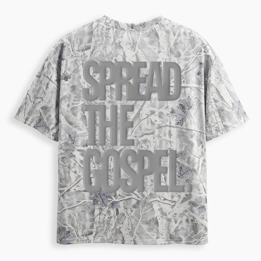 Spread The Gospel Christian Puff Printed Camo T-Shirt