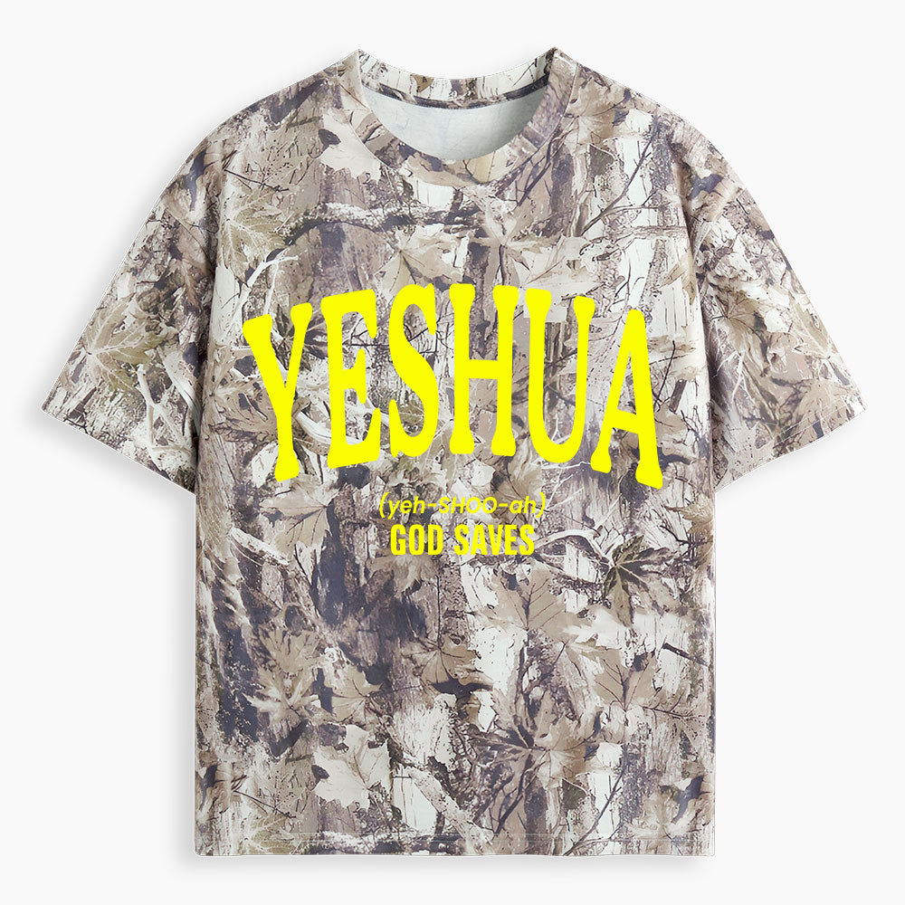 Yeshua God Saves Christian Camo T-Shirt