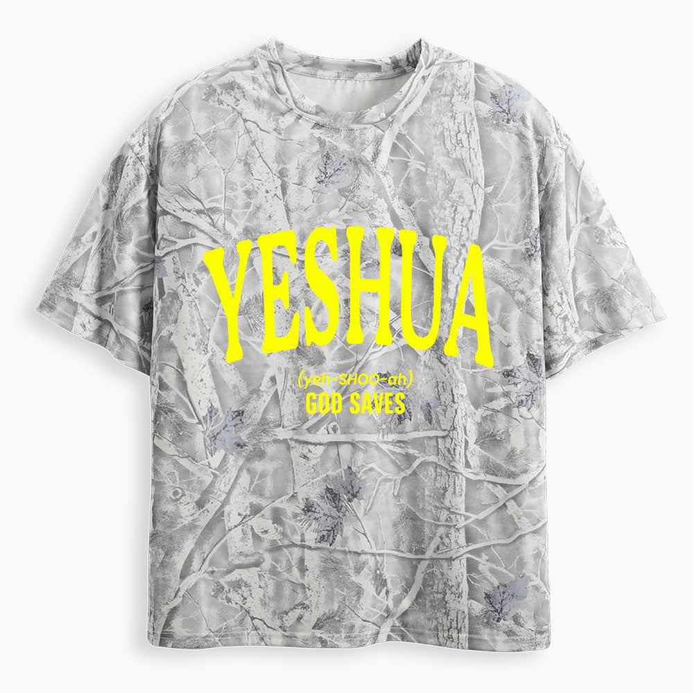 Yeshua God Saves Christian Camo T-Shirt