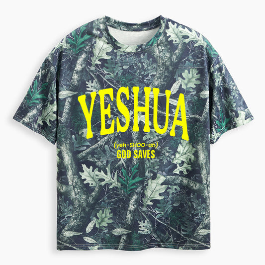 Yeshua God Saves Christian Camo T-Shirt