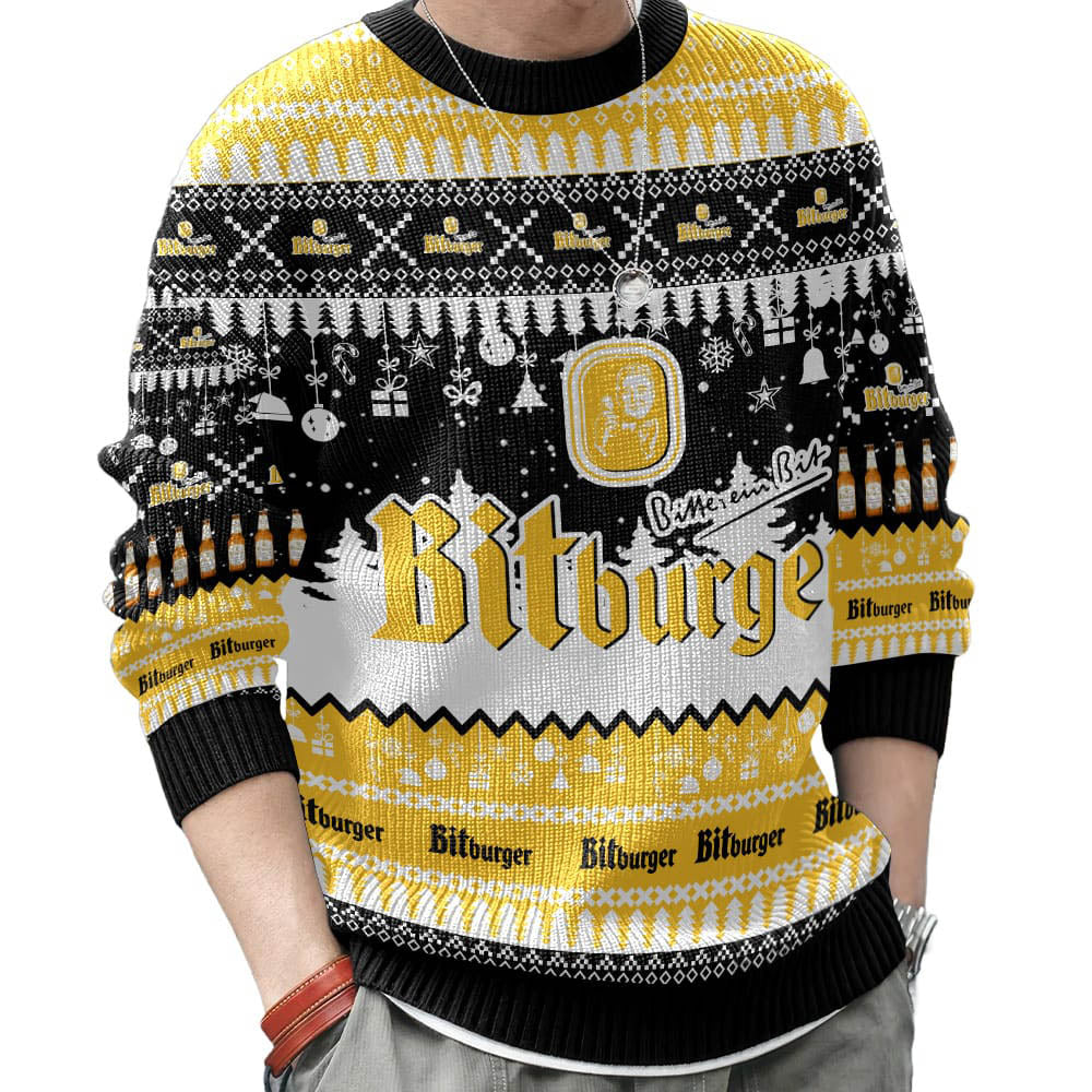 Unisex Vintage German Drinking Print Crew Neck Ugly Christmas Sweatshirt