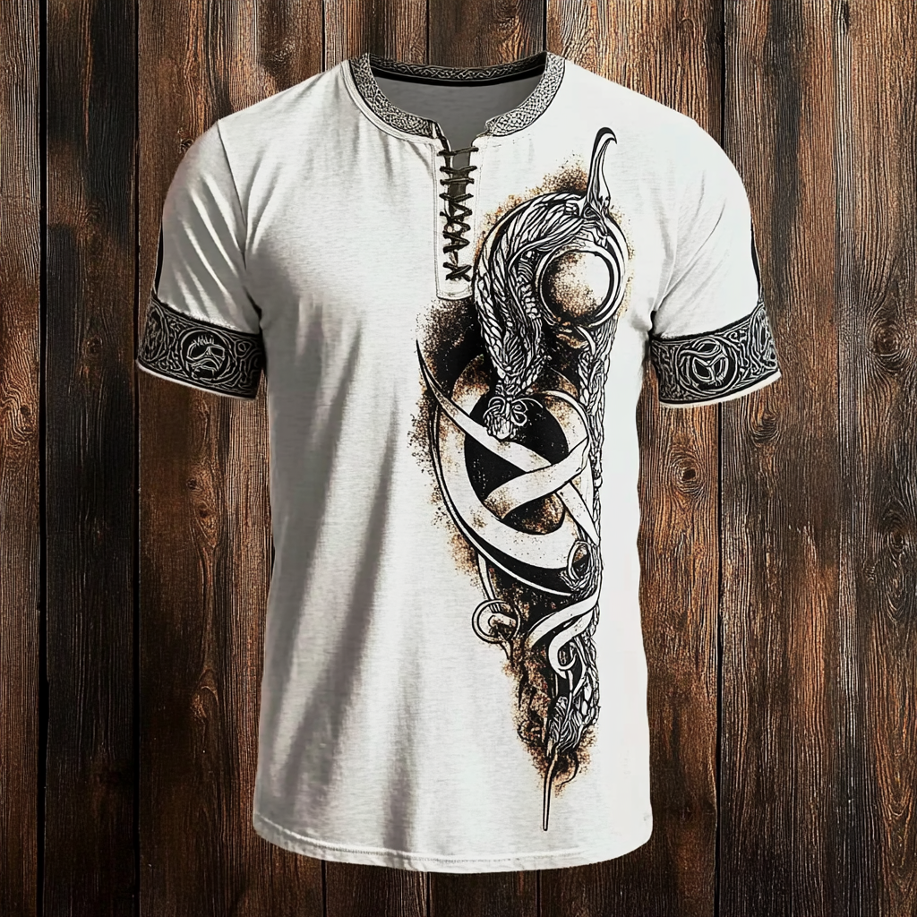 Men's Viking Celtic Midgardsormr Vintage Print T-shirt