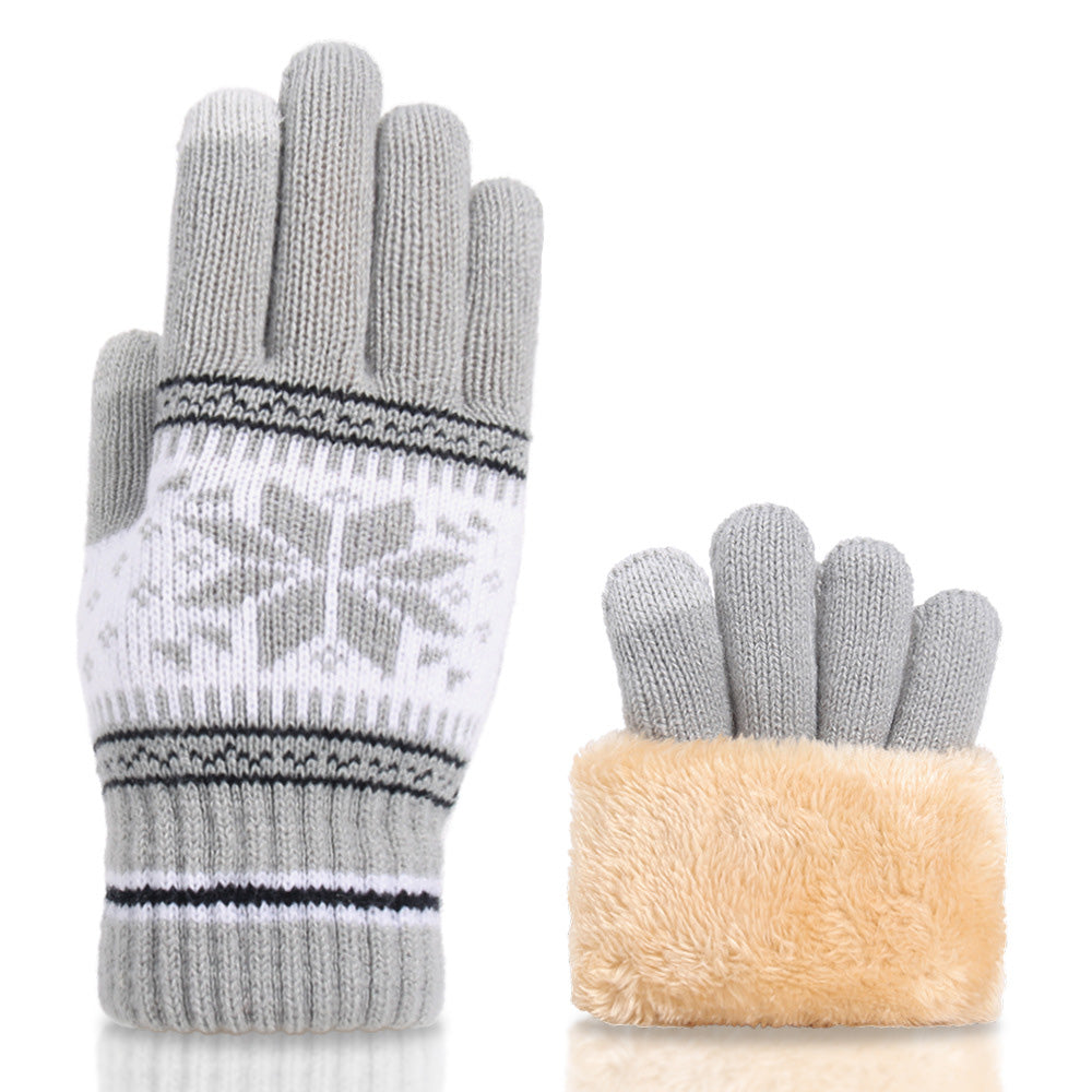 Christmas Snowflake Touch Screen Warm Knitted Wool Gloves