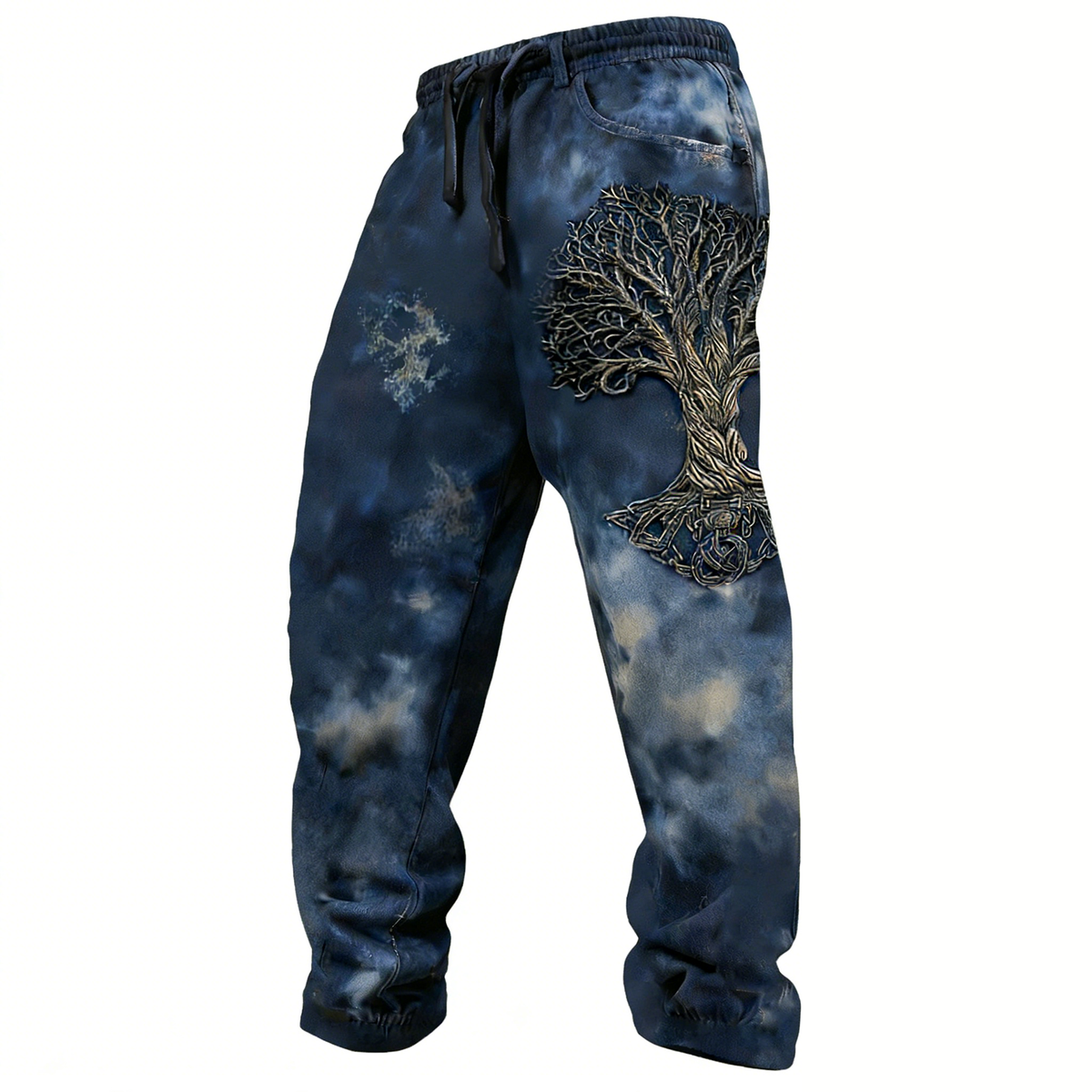 Viking Yggdrasil 3D Effect Retro Print Casual Trousers